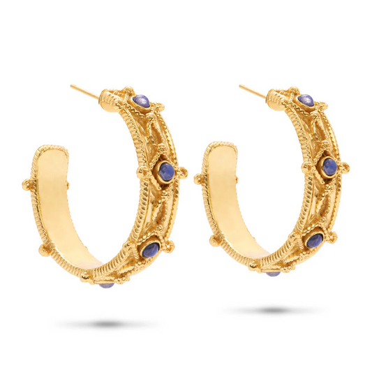 Victoria Hoop Earrings Gold/Blue