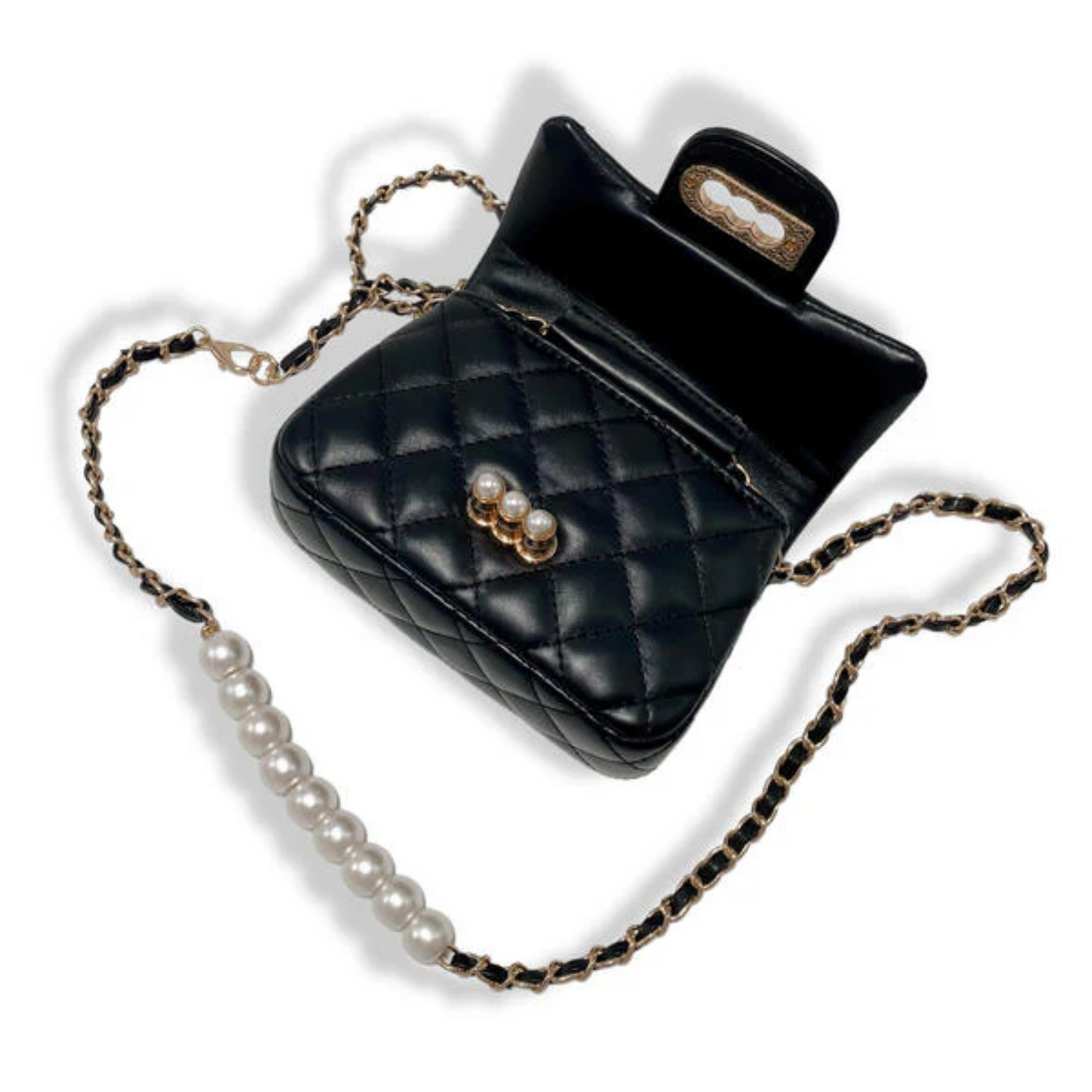 Pearl Closure Quilted Purse