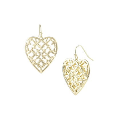 Adorned Heart Drop Earrings (Multiple Finish Options)