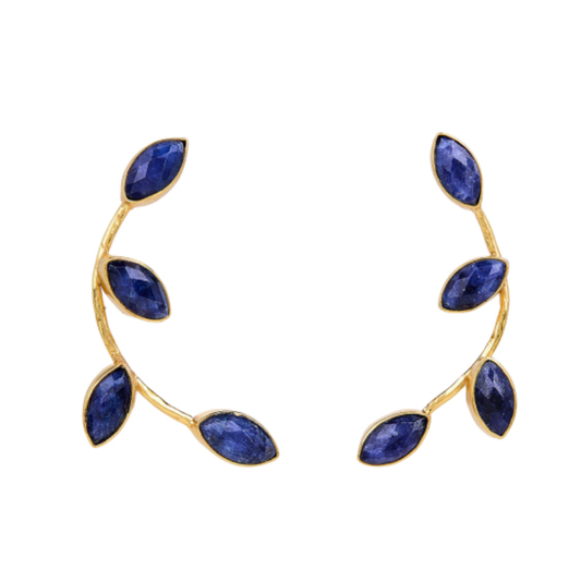 Sapphire Leaf & Branch Earrings
