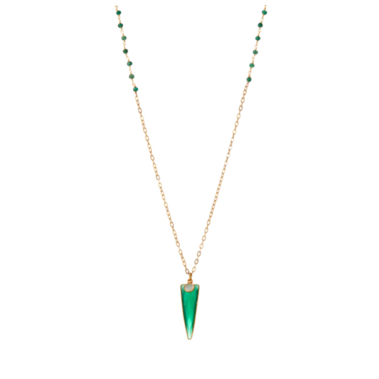 Green Onyx Long Triangle Necklace